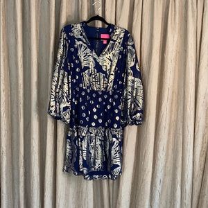 Lilly Pulitzer Navy and Gold Silk Chic Dress
